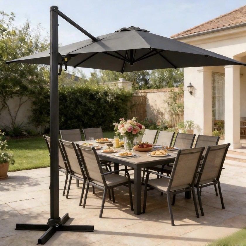 10ft x 10ft Gray Patio Umbrella