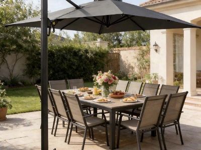 10ft x 10ft Gray Patio Umbrella