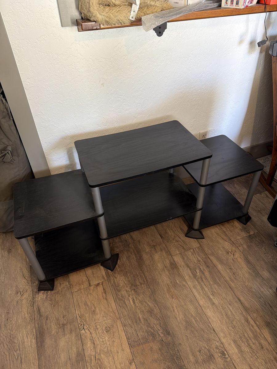 Modern Black 3-Tier Entertainment Center/TV Stand - Durable & Versatile Media Console