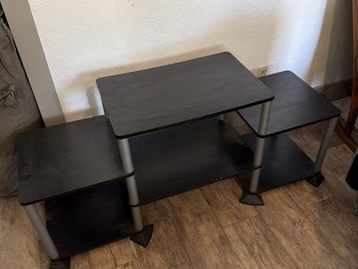 Modern Black 3-Tier Entertainment Center/TV Stand - Durable & Versatile Media Console