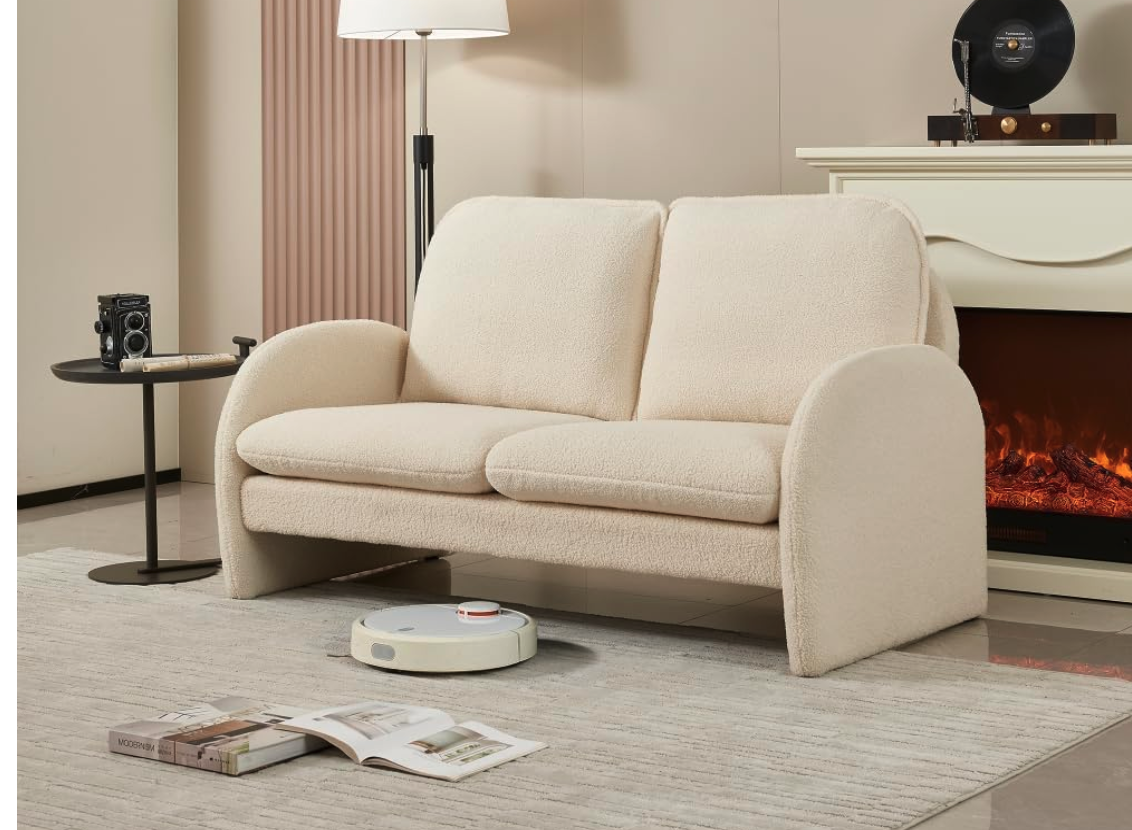 New in Box Loveseat Sofa Small Couch for Living Room, Sherpa Fabric Upholstered Loveseat Sofa Couch,
