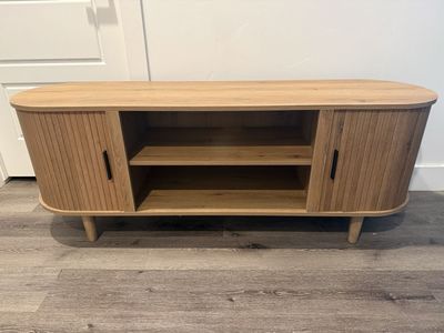 Brand New Mid-Century Modern Fluted TV Stand
