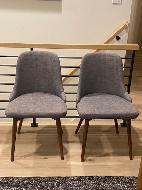 Pair Grey Upholstered Dining Chairs