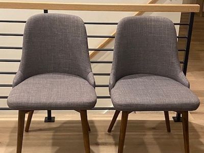 Pair Grey Upholstered Dining Chairs