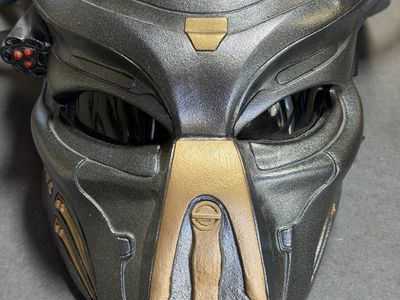 Predator Mask Full Size Replica Cosplay Prop Halloween Costume Gray/Gold Accents