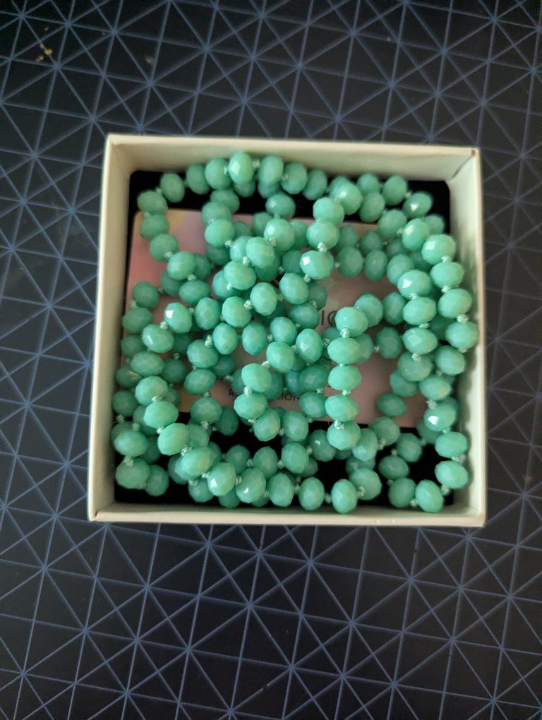 mint green bead necklace