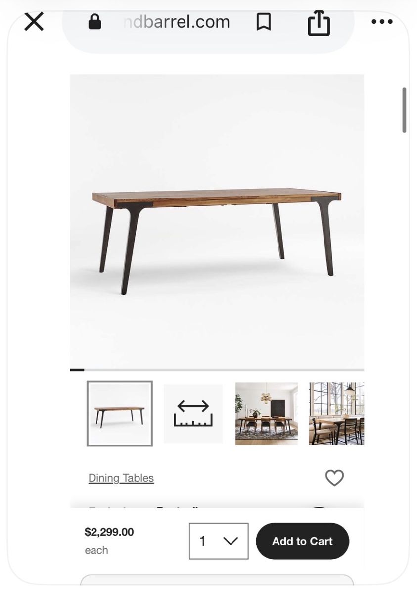 Crate & Barrel Apex Teak Extension Dining Table - 80" to 96" Seating for 8-10