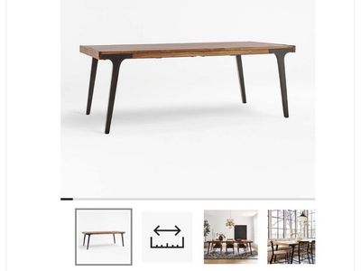 Crate & Barrel Apex Teak Extension Dining Table - 80" to 96" Seating for 8-10