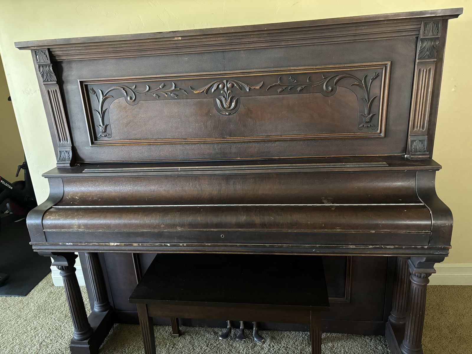 William and Sons upright antique piano