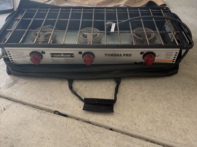 Camp Chef Tundra Pro 3-Burner Stove + Griddle,Carry Bags & Cover