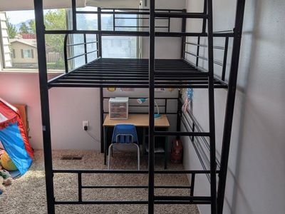 Black Metal Loft Bed Frame - Twin Size