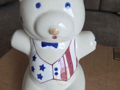 Hartstone Pottery Patriotic Bear Cookie Jar 1999