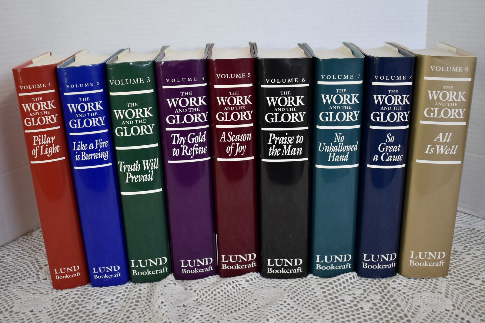 COMPLETE SET OF 9 THE WORK AND THE GLORY BOOKS- By Gerald Lund- All Hardbacks With Dust Jackets