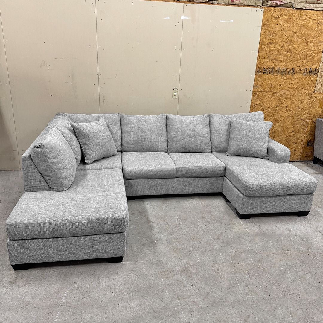 Delivery Available- U Shaped Gray Sectional Couch