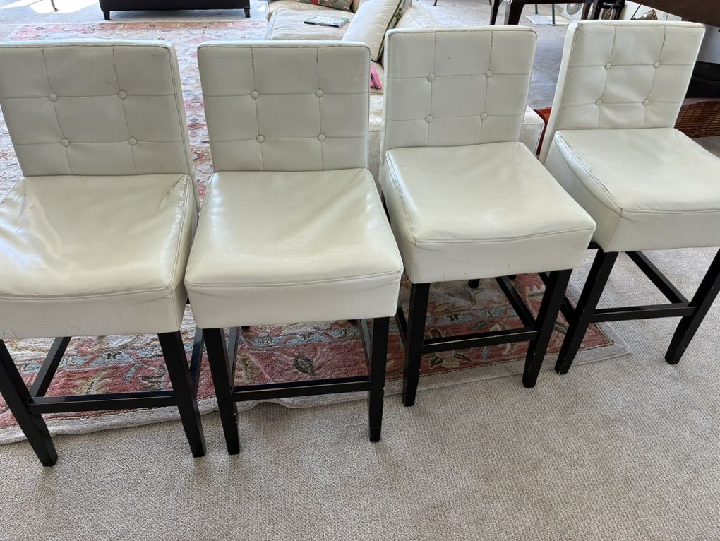 White Faux Leather Counter Stools