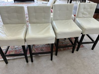 White Faux Leather Counter Stools
