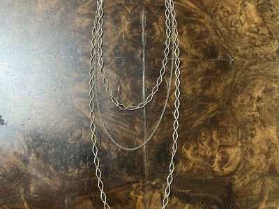 1928 Delicate Three Strand Silver or Gold Chain Necklace -Vintage
