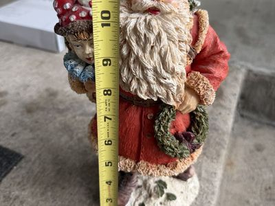 Vintage Santa Claus Figurine with Doll and Toy Bag - 11 Inches