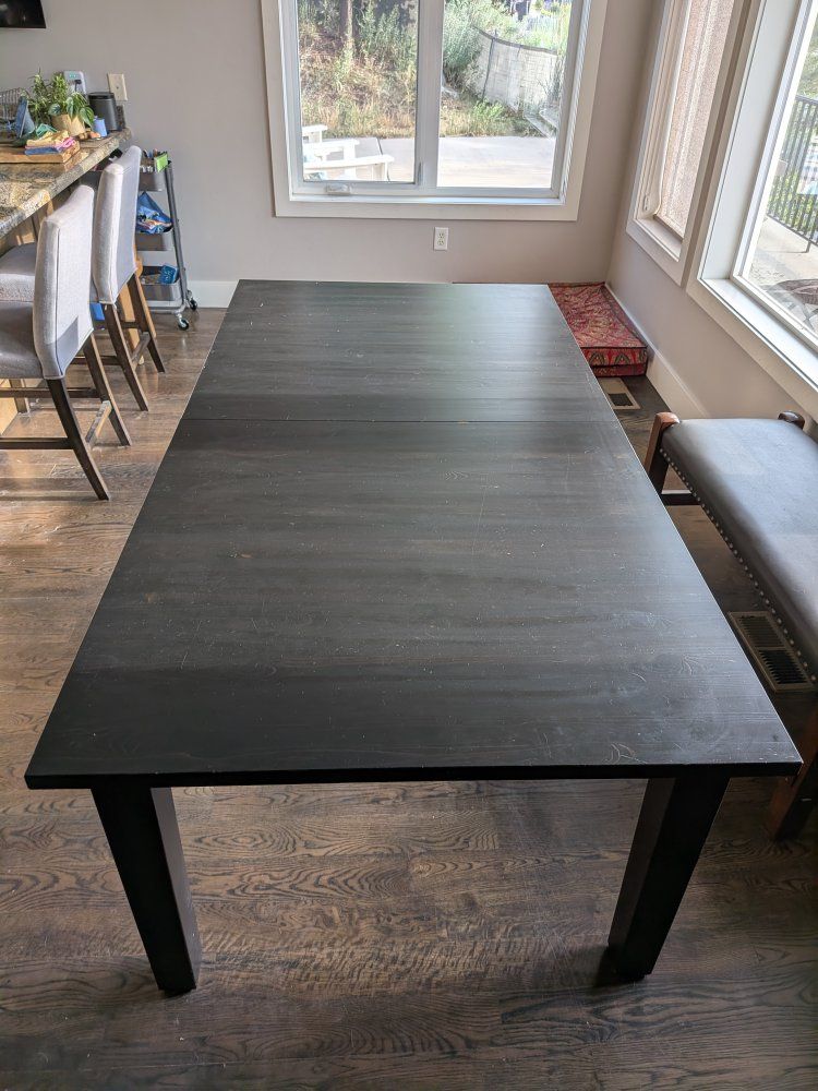 IKEA Stornäs Black Extendable Dining Table Seats 6-10, Solid Pine