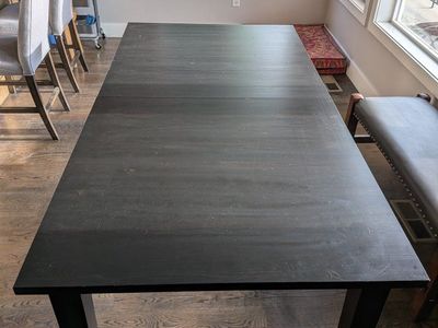 IKEA Stornäs Black Extendable Dining Table Seats 6-10, Solid Pine
