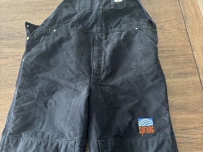 Carhartt R02 BLK Quilted Lined Black Duck Bib Overalls Size 46x34