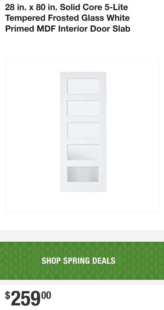 28 in. x 80 in. Solid Core 5-Lite Tempered Frosted