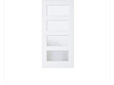 28 in. x 80 in. Solid Core 5-Lite Tempered Frosted