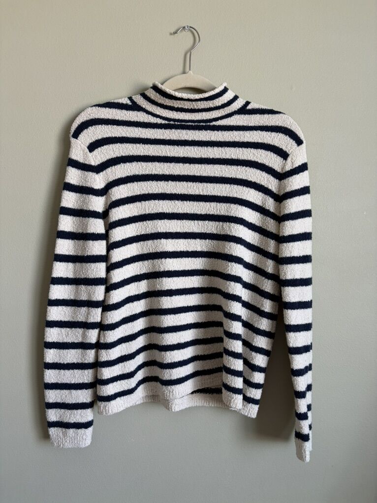 J. Crew Navy And Cream Striped Sweater