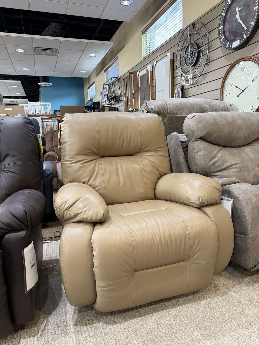 Best Furniture Genuine Leather Swivel Rocker Power Recliner w/ USB Port - USA Made