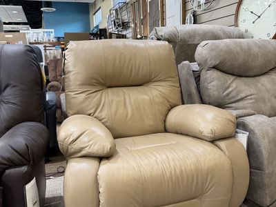 Best Furniture Genuine Leather Swivel Rocker Power Recliner w/ USB Port - USA Made