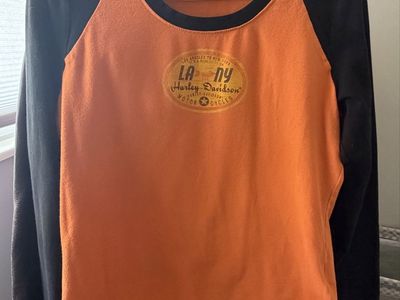 Harley-Davidson Women's Orange & Black Raglan Long Sleeve T-Shirt - Size Large