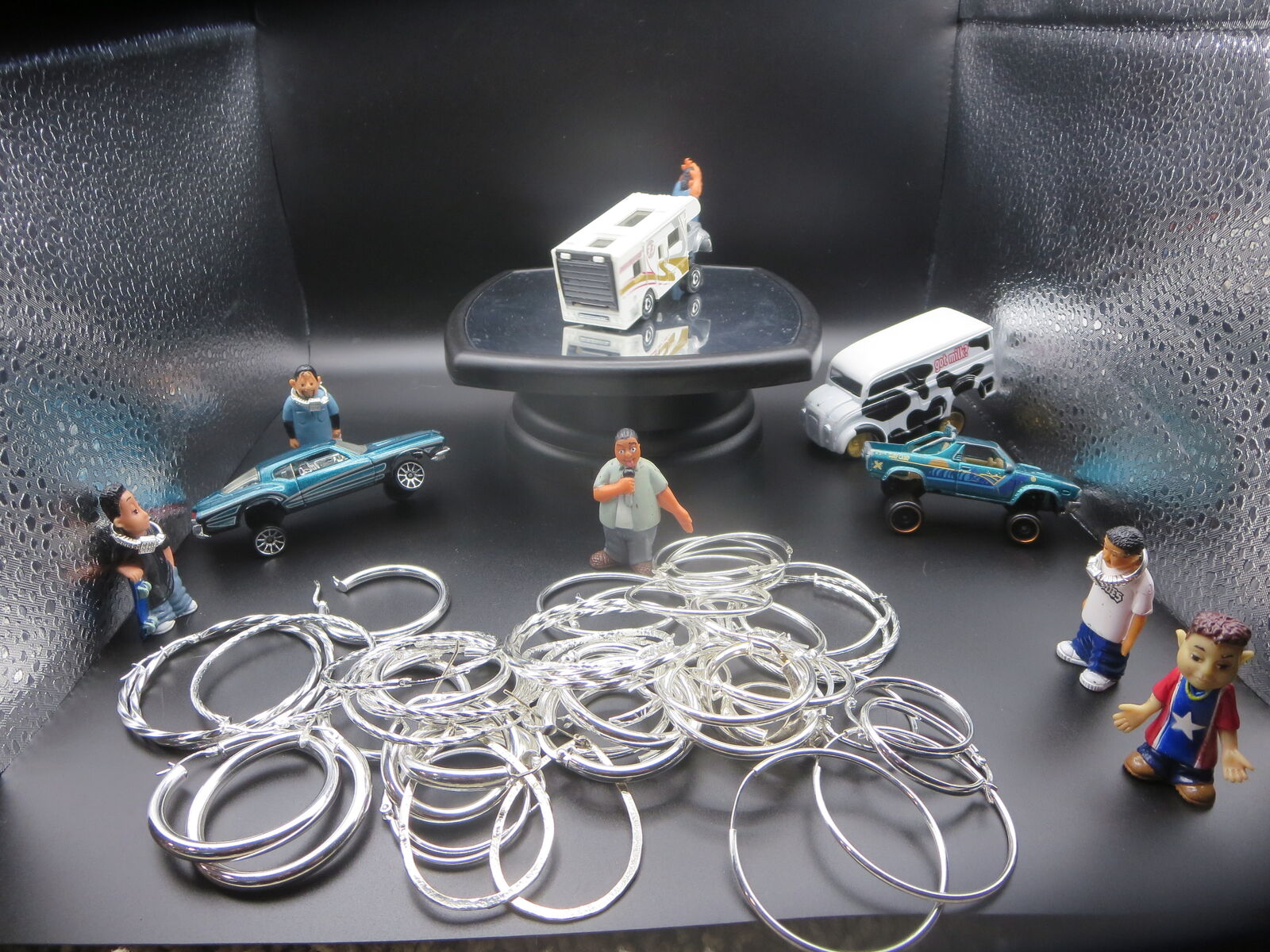 Beautiful large hoop dangle sterling silver earring sets