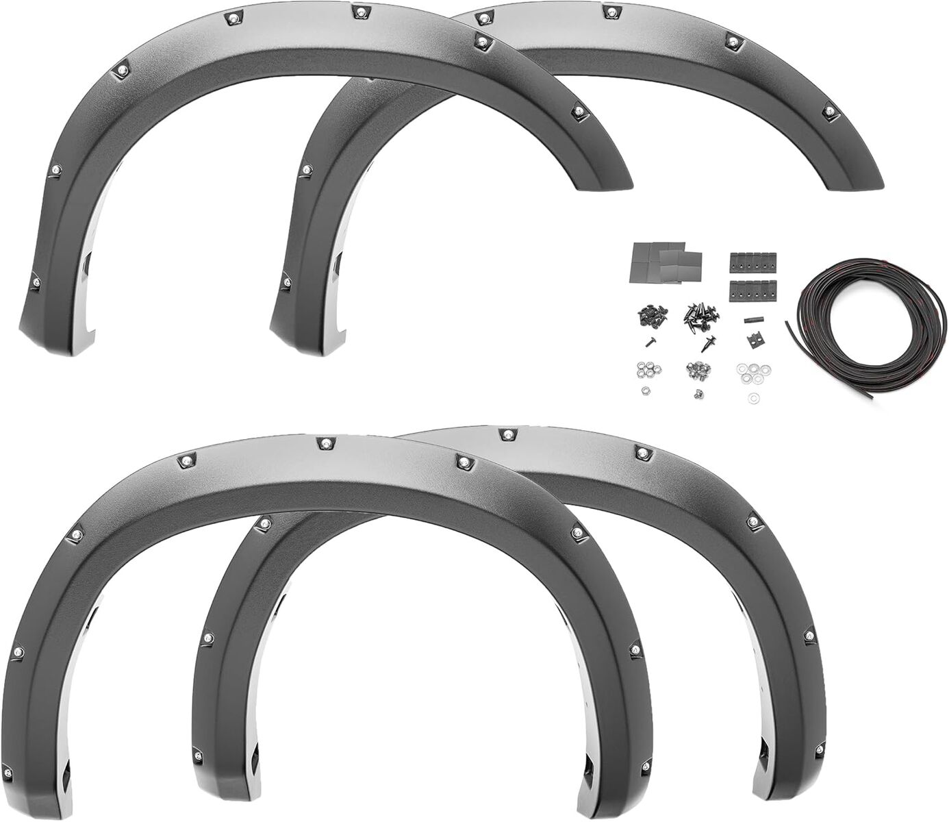 Bushwacker Pocket/Rivet Style Front & Rear Fender Flares , 50911-02, Fits 2006-2008 Dodge Ram 1500; 2006-2009 Ram 2500, 3500
