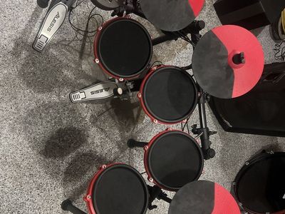 Alesis Nitro Mesh Kit Electronic Drum Set - Complete 8-Piece Digital Drums, Black/Red