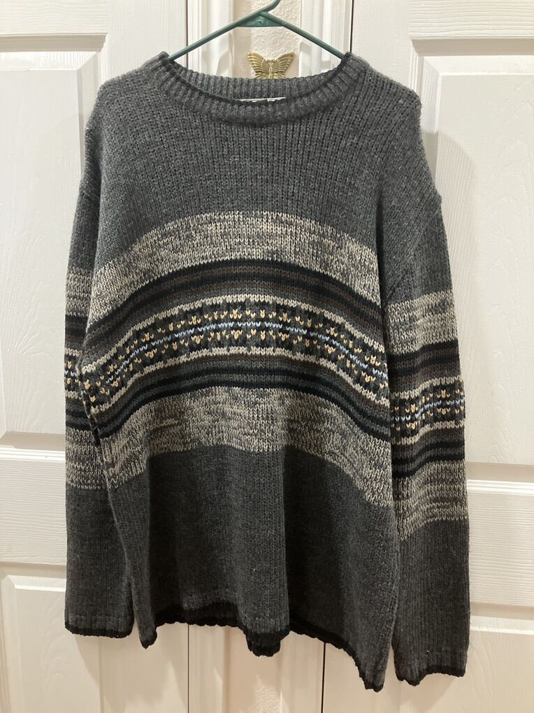 Black, Gray & Brown Pattern Italian Made Sweater