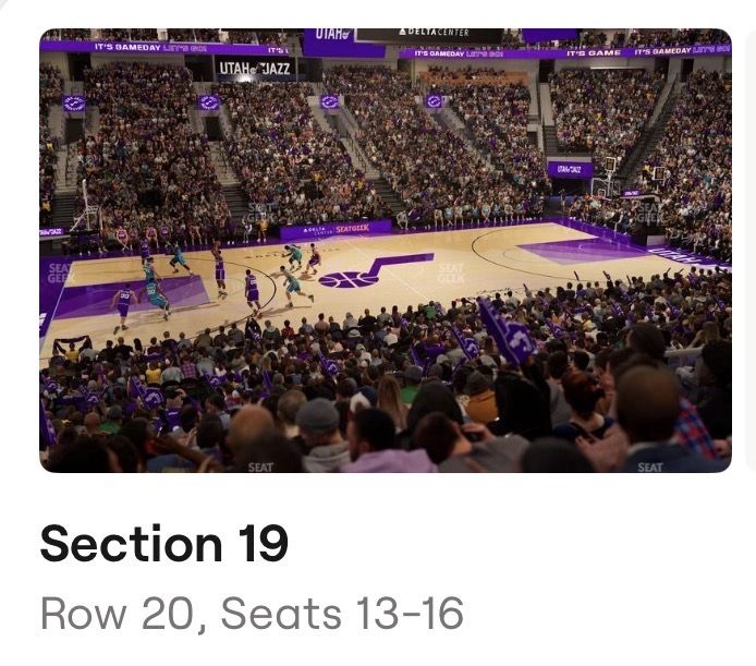 (2) Lower Bowl Jazz vs Warriors Tonight!! $50/ea