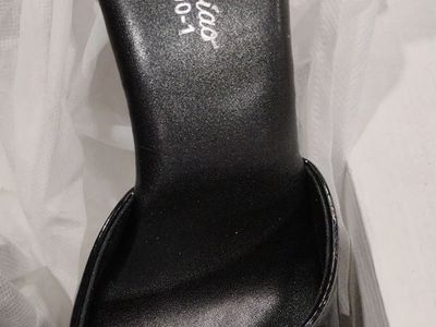 ShuZumiao 190-1 Women's Black Patent Leather Platform Heel Mules - US Size 9 / EU 41