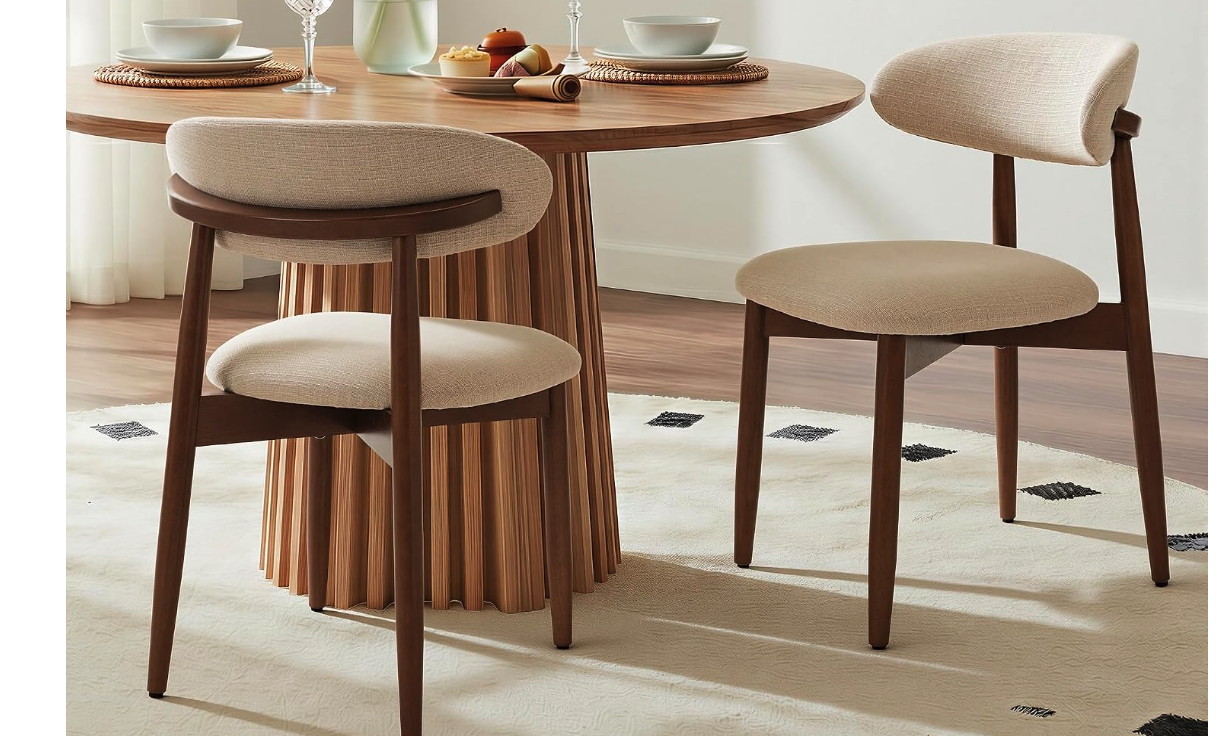 New in box, set of 2, Mid-Century Modern Wooden Dining Chair Set of 2, Indoor Upholstered Kitchen Chairs