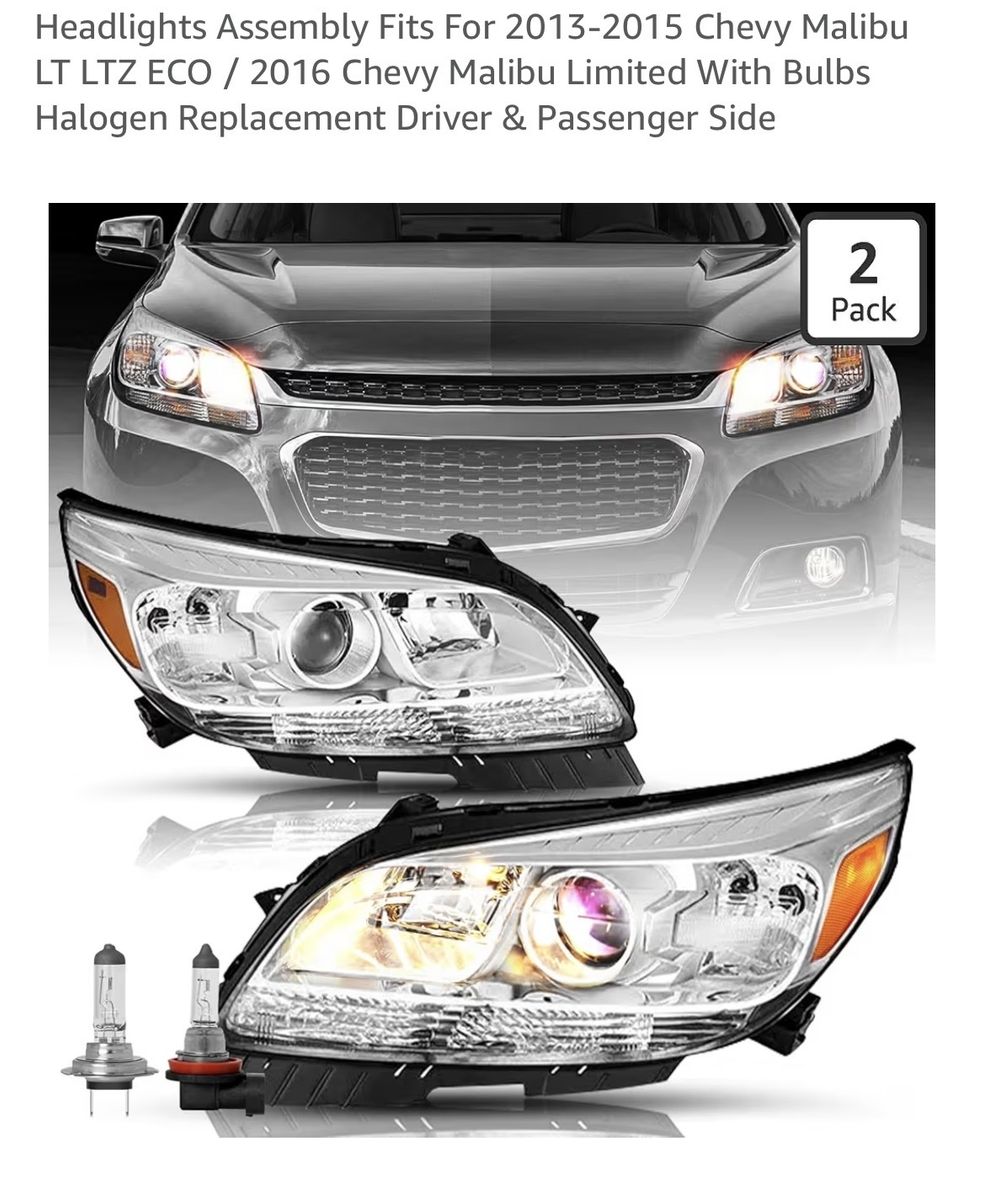 2013-2016 Chevy Malibu headlights with bulbs