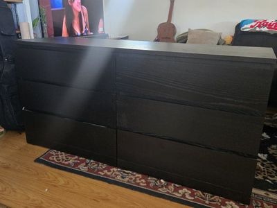 IKEA MALM 6-Drawer Dresser in Black-Brown - Excellent Condition Storage Solution