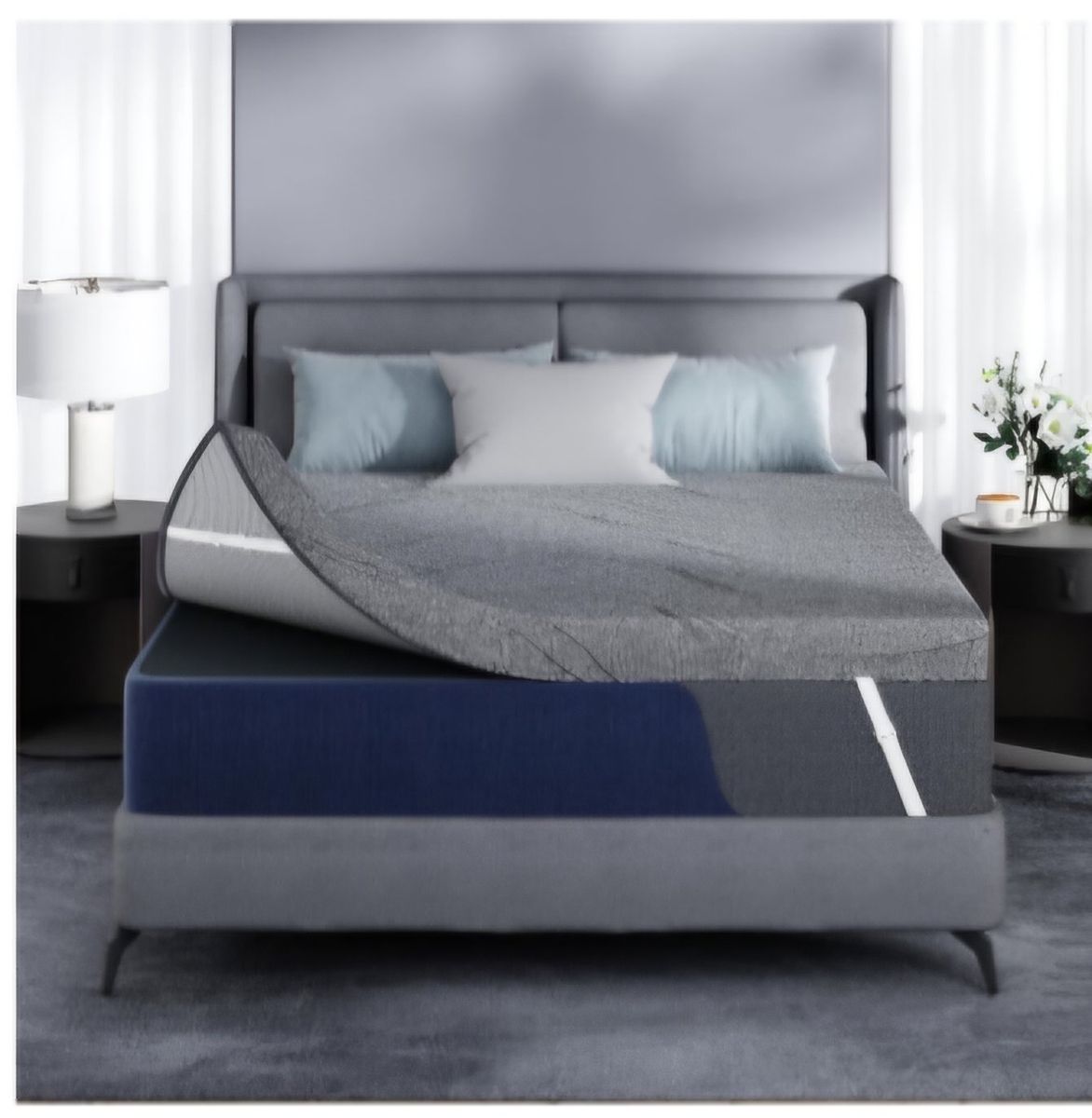 4 Inch Firm Mattress Topper King, Memory Foam Mattress Topper for Back Pain Relief, High Density Ventilated Bed Topper with Brea