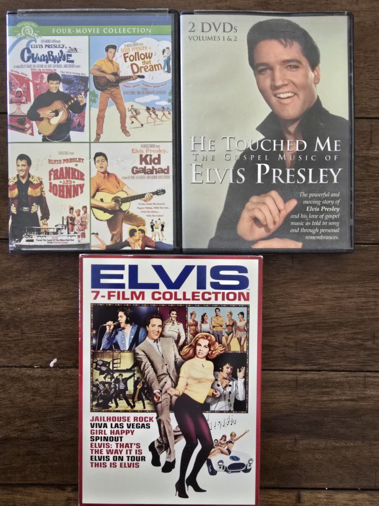11 ELVIS FILMS ON DVD AND A COLLECTION OF HIS GOSPEL SONGS