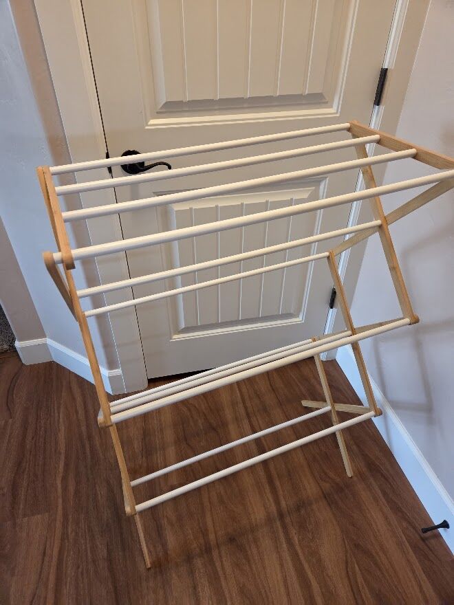 Bamboo Clothes Drying Rack (folds down when not in use)
