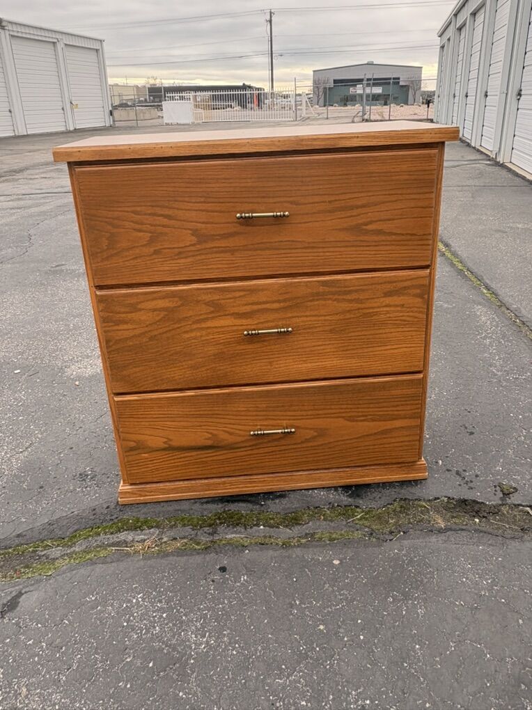 Vintage Pine And Particleboard Filing Cabinet