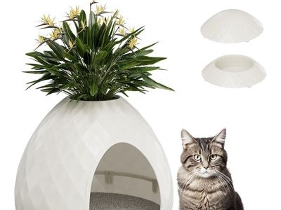 LHBcraft Egg-Shaped Resin Hidden Cat Litter Box Enclosure, White, Small/Medium Cat Furniture