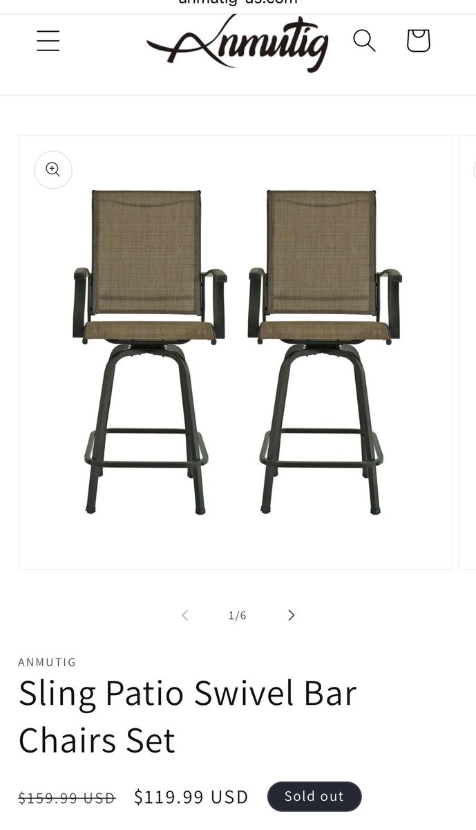 Sling Patio Swivel Bar Chairs Set