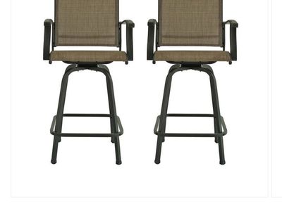 Sling Patio Swivel Bar Chairs Set