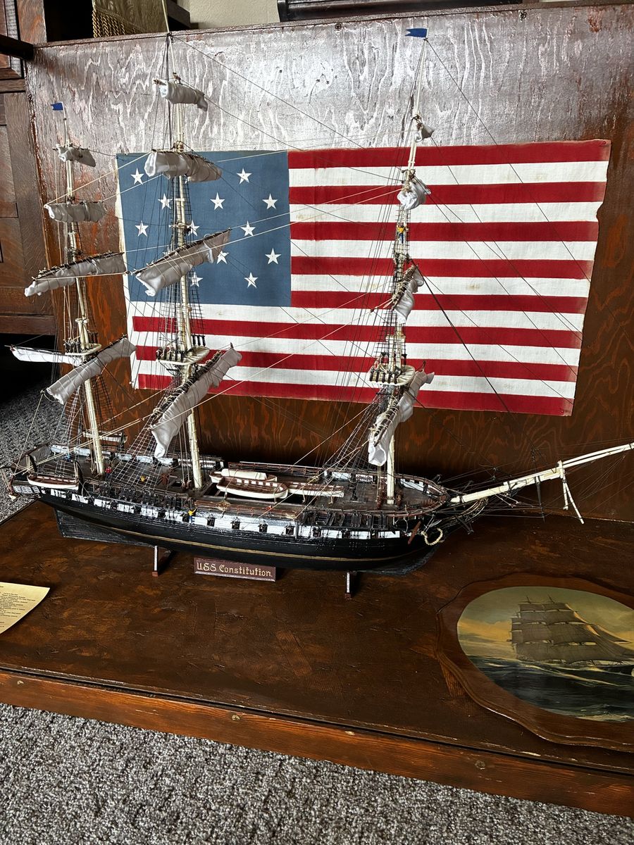 Vintage USS Constitution Model Ship Display - Detailed Tall Ship