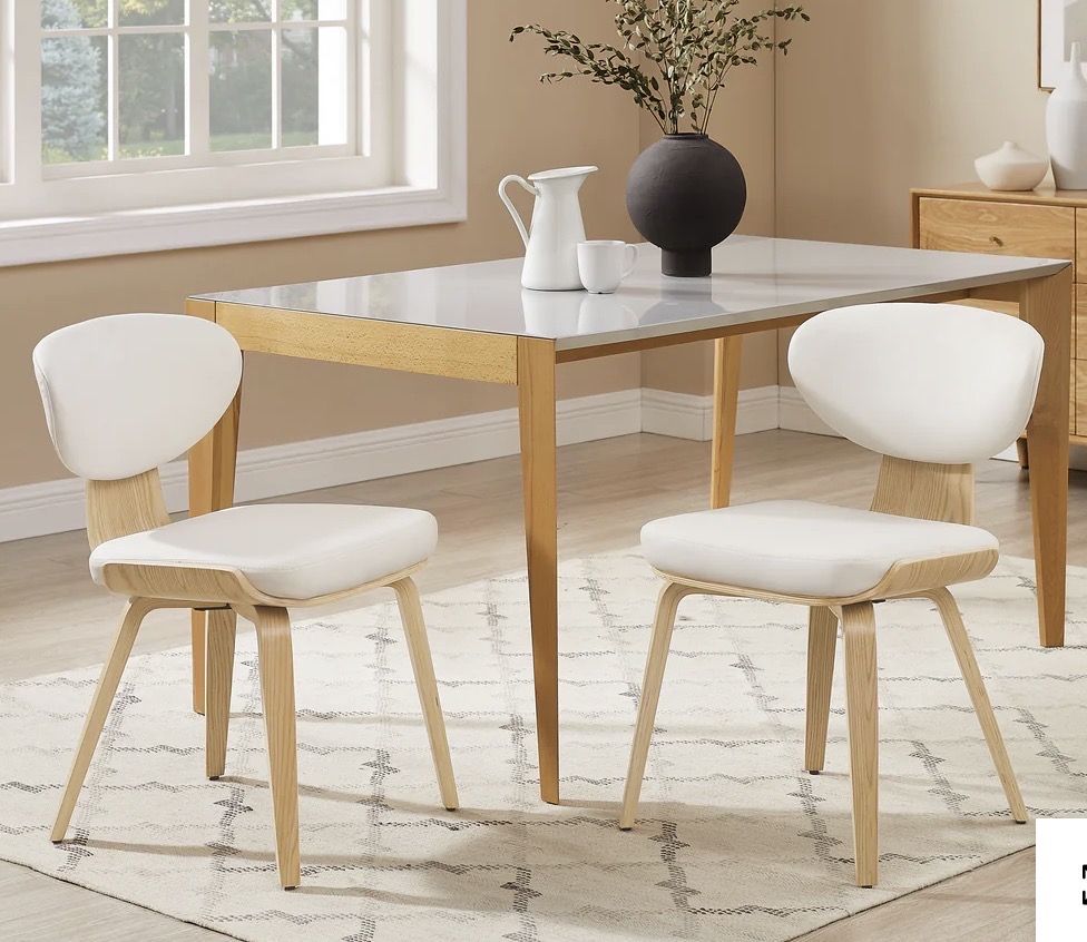 Art Leon Bentwood Leather/ Fabric Dining Chair Set