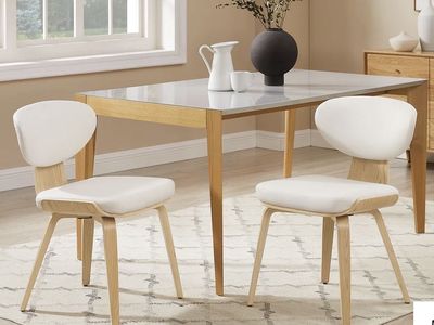 Art Leon Bentwood Leather/ Fabric Dining Chair Set